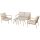 5-piece garden furniture set with marble table tops, metal frame, light brown-cream white seating set
