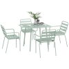 5-piece garden furniture set green metal dining table and four chairs