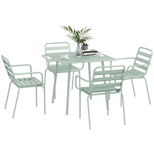 5-piece garden furniture set green metal dining table and four chairs