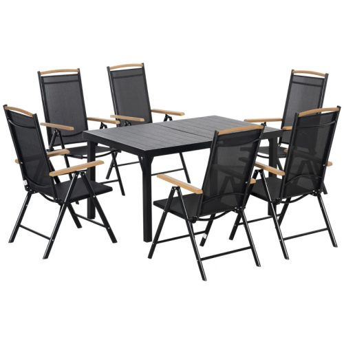 Garden dining set for 6 people black outdoor furniture set balcony set