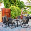 Garden dining set for 6 people black outdoor furniture set balcony set