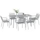 7-piece garden furniture set, light gray dining table and six chairs