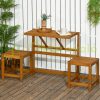 Transformable garden furniture set two-person dining set, table with 2 chairs made of pine wood weatherproof