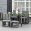 Polyrattan seating set dining set garden set gray