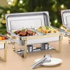 Arany színű chafing büfé ételmelegítő készlet 2 × 7,5 L + 4 × 4 L ételtartóval, 4 egységes