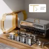 Arany színű chafing büfé ételmelegítő készlet 2 × 7,5 L + 4 × 4 L ételtartóval, 4 egységes