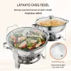 Chafing ételmelegítő készlet 2 × 3,5 literes kerek, üvegablakos fedéllel