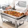 Rozsdamentes chafing büfé ételmelegítő készlet 2 × 8,5 L fedővel, tüzelőanyag-tartóval és ételfogóval