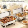 Rozsdamentes chafing büfé ételmelegítő készlet 2 × 8,5 L fedővel, tüzelőanyag-tartóval és ételfogóval