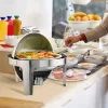 Chafing ételmelegítő készlet 2 × 5,5 L kerek melegen tartó edény felhajtható fedéllel