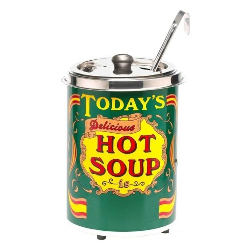 Soup Chafing Vintage Style 5 Liter "Delicious Hot Soup" Stainless Steel Soup Warmer Enameled Soup Pot