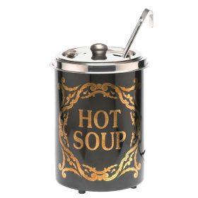   Leveses chafing vintage stílusú 5 literes "Hot Soup" felirattal rozsdamentes leves melegentartó, zománcozott leveses fazék