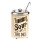 Soup chafing vintage style, 5 liter "Hot soup of the day" stainless steel soup warmer, enameled soup pot