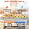 Rozsdamentes chafing büfé ételmelegítő készlet 6 × 8,5 L fedővel, égőpaszta-tartóval és fogókkal