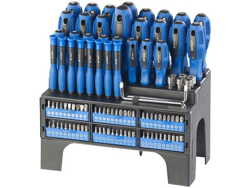 101-piece screwdriver and bit set with wall bracket