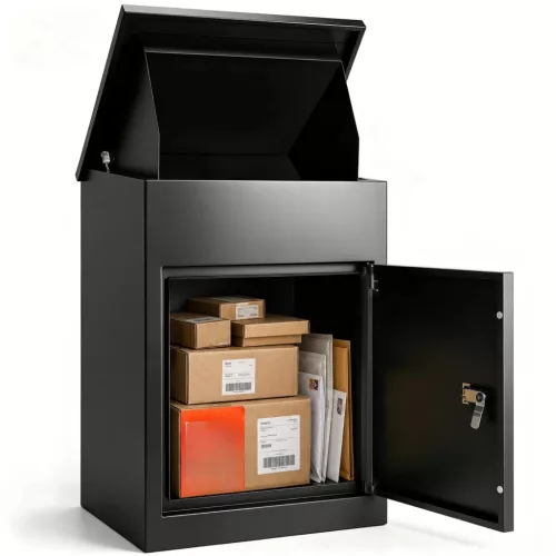 XXL csomagátvevő postaláda számzárral 44x35x58,3 cm 15–20 kg kapacitás  fekete