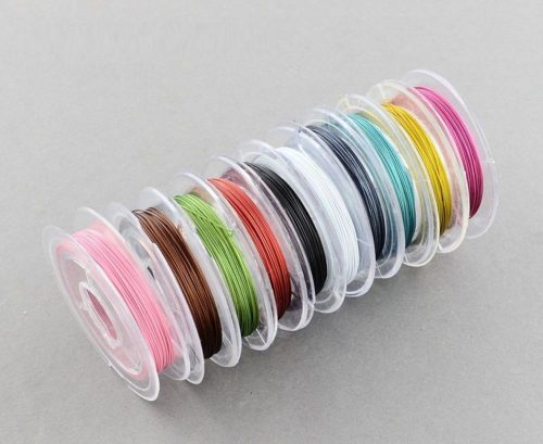 Wire, jewelry wire 0.38 stainless steel binding wire 10 pcs. 10 meter rolls. a total of 100 m of colored twisted stainless steel wire set