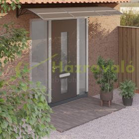   Bejárati ajtó védőtető 300x100 cm védőtető fekete keret barna üregkamrás polikarbonát tető ajtó előtető