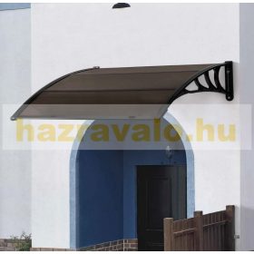   Előtető CELLOX polikarbonát 150x100 fekete keret barna üregkamrás tető például bejárati ajtó vagy ablakok fölé. Szállítás könnyített csomagolás