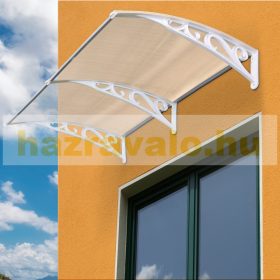 Előtető polikarbonát 190x100 Fehér keret áttetsző üvegkamrás tető például bejárati ajtó vagy ablako