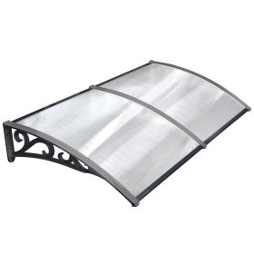   Előtető CELLOX polikarbonát 190x100 Fekete keret áttetsző üregkamrás tető például bejárati ajtó vagy ablakok fölé.  