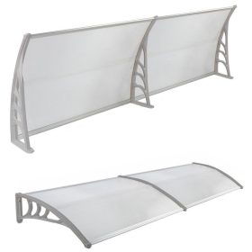   Előtető CELLOX polikarbonát 200x100 Két méter széles féltető szürke keret áttetsző üregkamrás tetőlap. Szállítás könnyített csomagolás