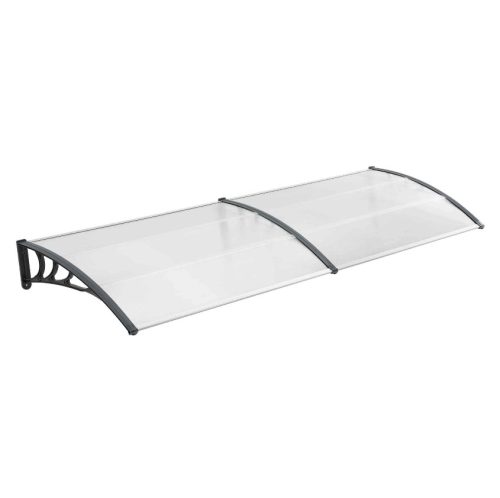 Canopy CELLOX polycarbonate 240x100 anthracite gray frame translucent hollow chamber roof, for example over an entrance door or windows. Transport made easier by packaging