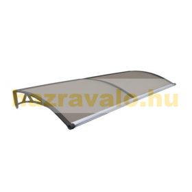 Bejárati ajtó ablak polikarbonát védőtető ereszcsatornával 240x100 fekete keret barna üregkamrás