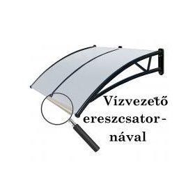   Bejárati ajtó ablak polikarbonát védőtető ereszcsatornával 300x100 Fekete keret áttetsző üregkamrás tető