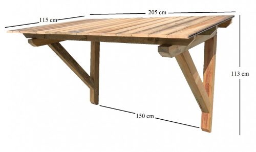 Wooden rain canopy 205x115x113 cm protective roof above the entrance door made of impregnated pine wood