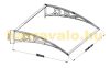 Canopy Italform 100x100 cm expandable, black frame colorless polycarbonate with hollow chamber.  Between the two support arms, the roof is made of one piece.
