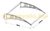 Canopy Italform 120x80 cm expandable, black frame colorless cavity polycarbonate.  Between the two support arms, the roof is made of one piece.