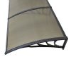 Brown canopy Italform 200x80 cm expandable, black frame bronze hollow chamber polycarbonate 3 supports. It is correct, because the roof is made of one piece between two support arms.