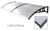 Canopy Italform 200x80 cm expandable, black frame colorless hollow chamber polycarbonate.  Between the two support arms, the roof is made of one piece.