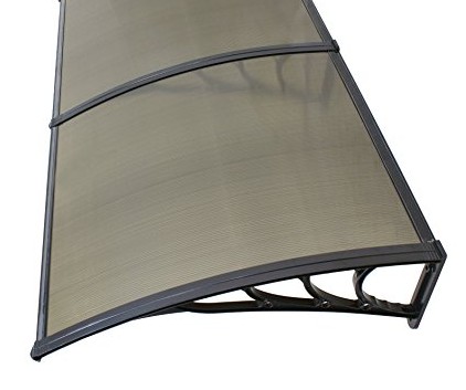 Brown canopy Italform 240x100 cm black frame bronze hollow chamber polycarbonate, 3 supports.  It is correct, because the roof is made of one piece between two support arms.