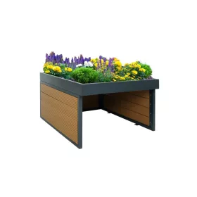   Automata robot fűnyíró előtető WPC védőtető ültetőládával 40x60x73 cm tölgyhatású fűnyíró garázs