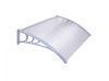 Canopy ZENN 100x100cm gray frame transparent cavity polycarbonate. Between the two support arms, the roof is made of one piece.