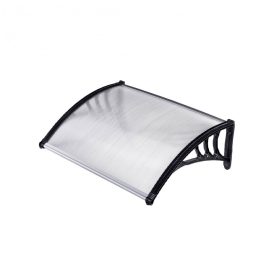   Előtető 100x60 cm fekete keret színtelen üregkamrás polikarbonát tetőlap ZENN típusú C típusú kar 