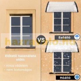   Polikarbonát előtető 100x100 barna keret áttetsző bronz tető C típusú kar például bejárati ajtó vagy ablakok fölé védőtető