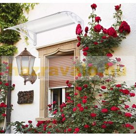   Előtető 100x60 cm fehér keret színtelen üregkamrás polikarbonát tetőlap ZENN típusú előtető C típusú kar