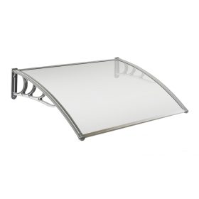   Előtető 100x60 cm szürke keret színtelen üregkamrás polikarbonát tetőlap ZENN típusú C típusú kar 