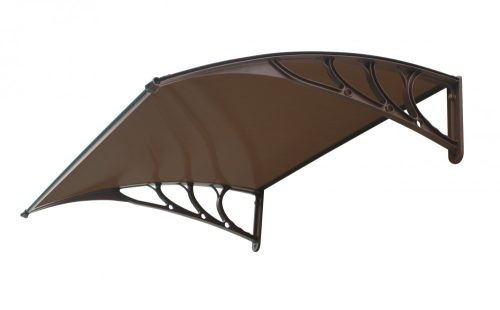Előtető 120x100cm barna keret bronz üregkamrás polikarbonát tető. A két C típusú tartókar között egy darabból áll a tetőlap.