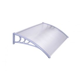   Előtető ZENN 120x100cm szürke keret áttetsző üregkamrás polikarbonát. A két tartókar között egy darabból áll a tetőlap C típusú kar 