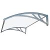 Canopy ZENN 120x100cm gray frame transparent solid polycarbonate (plexi). Between the two C-type support arms, the roof consists of one piece