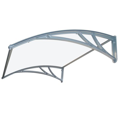 Canopy ZENN 120x100cm gray frame transparent solid polycarbonate (plexi). Between the two C-type support arms, the roof consists of one piece
