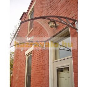   Előtető  ZENN 120x100cm szürke keret áttetsző tömör polikarbonát (plexi). A két  C típusú tartókar között egy darabból áll a tetőlap