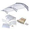 Canopy with a larger than usual extension 200x120 gray frame translucent cavity chamber polycarbonate semi-canopy C-type arm for example over front door or windows 