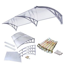   A szokásosnál nagyobb kinyúlású előtető 200x120 szürke keret áttetsző üregkamrás polikarbonát féltető C típusú kar például bejárati ajtó vagy ablakok fölé 