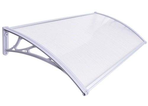 Védőtető 120x60 cm fehér keret áttetsző polikarbonát tető például bejárati ajtó vagy ablakok fölé C