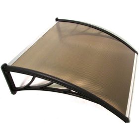   Esővédő tető 120x100 előtető fekete keret áttetsző bronz lap